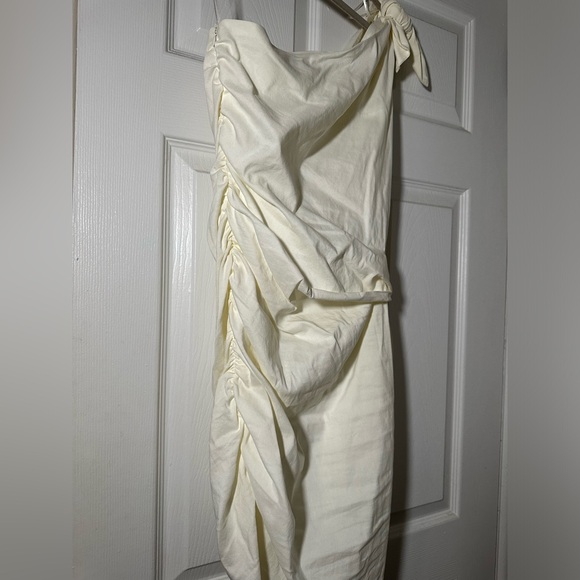 One Shoulder Tie Zara Dress White - Picture 3 of 5